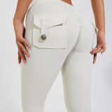 Peach Hip Fitness Leggings with Cargo Pockets
