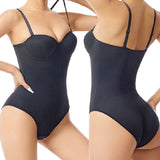 Women's Strapless Built-in Bra X Cross Tummy Control Bodysuit
