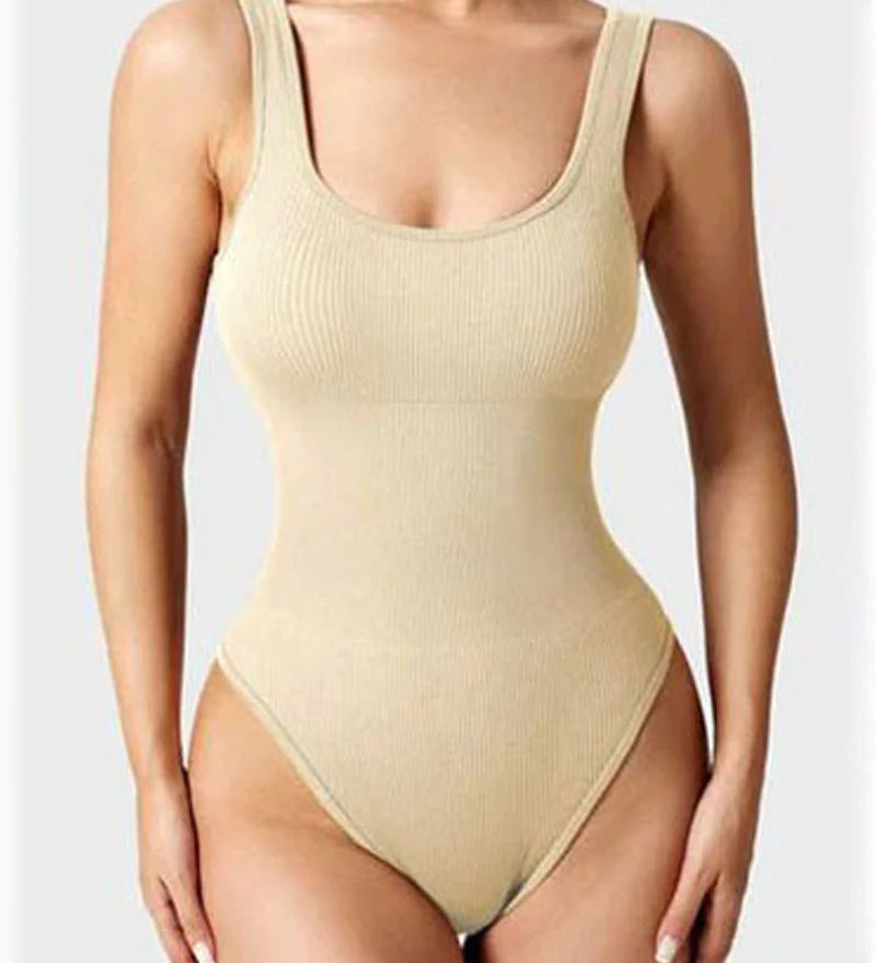 Women's Shapewear Bodysuits Sexy Ribbed Sleeveless Square Neck Tank Tops