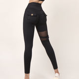 Unique Cut Out Pocket Mesh Yoga Pants Scrunch Bum Leggings