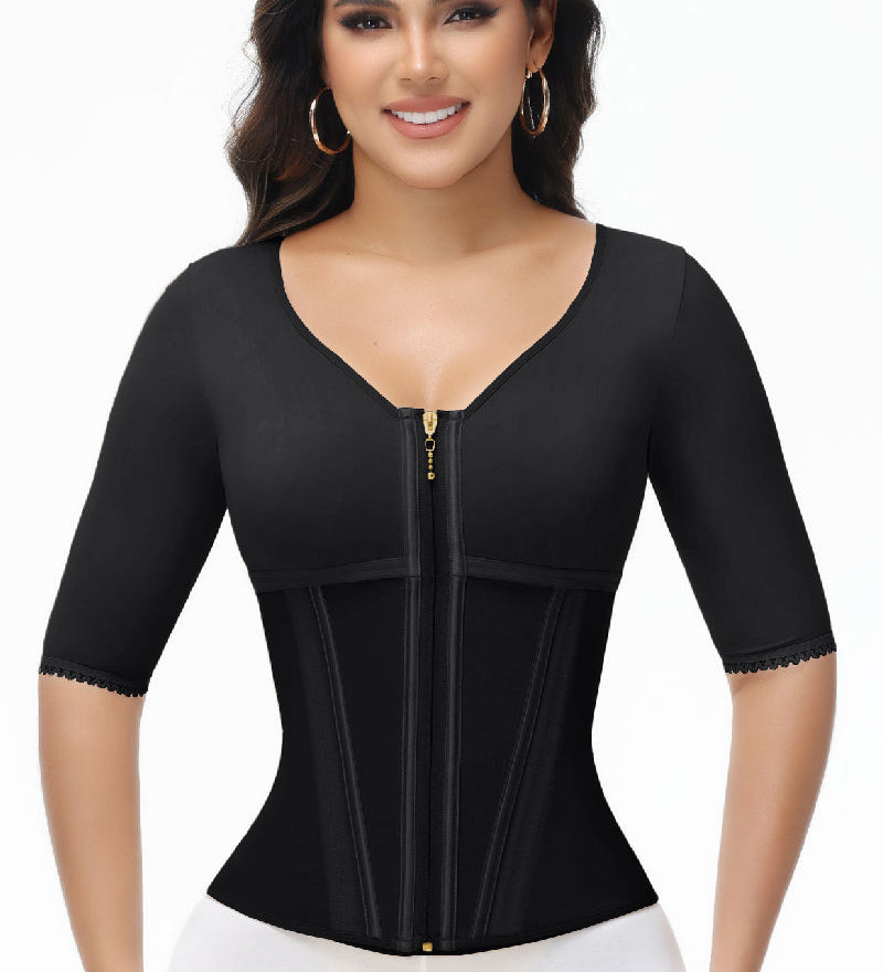 Sorelyne® Girdles Colombianas High Compression Half Sleeves V Neck Waist Trainer