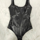Sorelyne® Shapewear Leather Lace Balconette Thong Sculpting Bodysuit