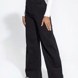 Wide-leg Jeans High Waist Patchwork Raw Edge Loose Trousers