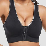 Women's Plus Size Front Buckle Solid Hollow Breathable Wireless Sports Bra