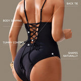 Shapewear Tummy Control Push Up V-Neck One-Piece Swimsuit