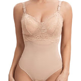 Seamless Lace Slimming Waist Bodysuit Tummy Control Thong Shapewear With Bra