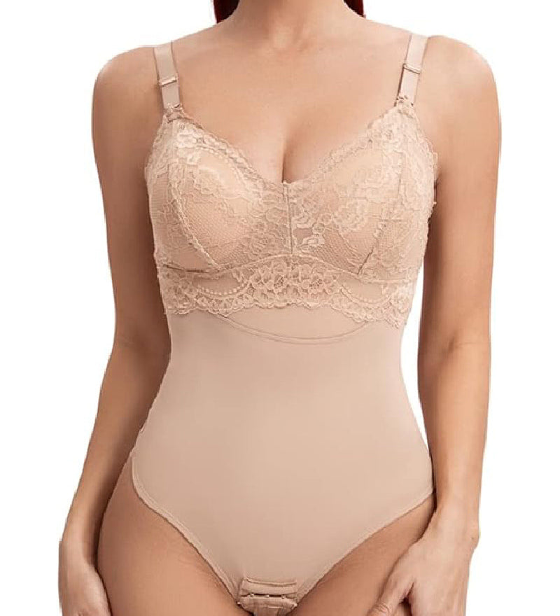 Seamless Lace Slimming Waist Bodysuit Tummy Control Thong Shapewear With Bra