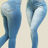 Women's High Waist Push Up Elastic Slim-fit Shaping Skinny Jeans