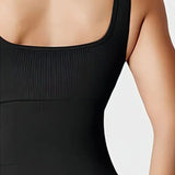 Women's Shapewear Bodysuits Sexy Ribbed Sleeveless Square Neck Tank Tops
