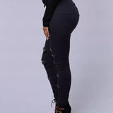 High-waist Stretch Ripped Skinny Jeans