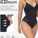Women's Lace Sheer Spaghetti Strap Cami Bodysuit Sleeveless One Piece Shapewear