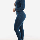 One Piece Jumpsuits for Women Butt Lifting Jeans with Multi Pocket