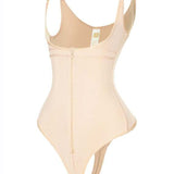 Women's Sexy Tummy Control Open Bust Body Shaper Zipper Plus Size Thong Shapewear