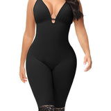 U Plunge Tummy Control Mid Thigh Bodysuit Seamless Full Body Girdles Shapewear
