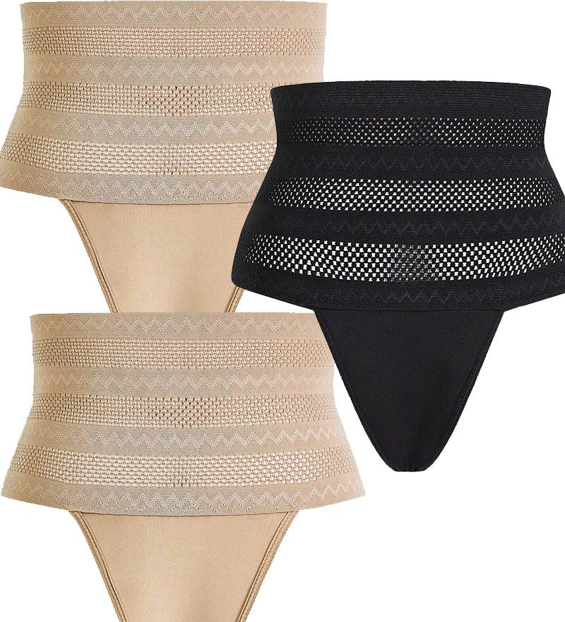 Women's High Waist Shaping Thong Breathable Tummy Control Shapewear Panty