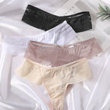 Women's Sexy Striped Ice Silk Panties Seamless Low Waist Breathable Thong