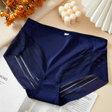 Women's Sexy Seamless Hollow Stripe Mesh Underwear Mid Waist Thong Shaping Briefs