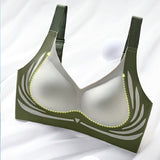 Seamless Contrast Color Wireless Soft Anti-sagging Push Up Sleep Bra