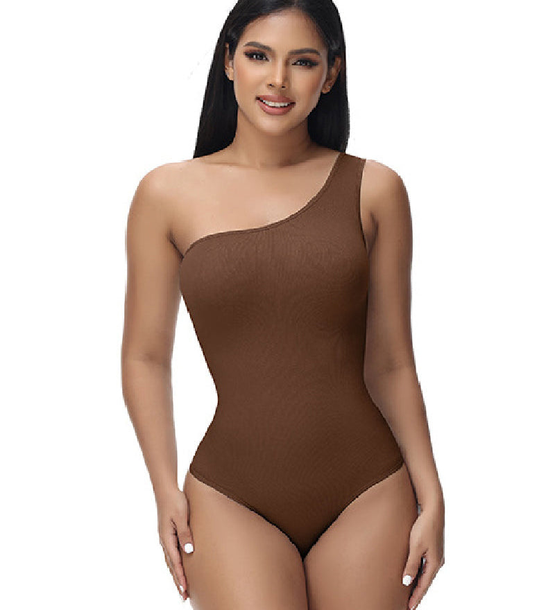 Sorelyne® Sexy Ribbed One Shoulder Sleeveless Tank Top Tight Stretch Bodysuit