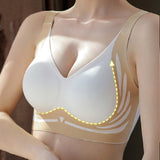 Seamless Contrast Color Wireless Soft Anti-sagging Push Up Sleep Bra