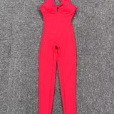 Women's Beautiful Back Sleeveless Elastic Tights Jumpsuit