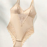 Women's Lace Sheer Spaghetti Strap Cami Bodysuit Sleeveless One Piece Shapewear