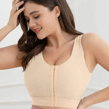 Sorelyne® Women Front Closure Wirefree Padded Support Workout Crop Beige Sports Bra