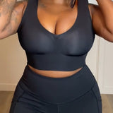 Wireless Seamless V-Neck Tank Plus Size Push Up Bra