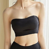 Invisible Strapless Double Side Buckle Bra Non-slip Lace Edge Bandeau Bralette