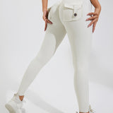 Peach Hip Fitness Leggings with Cargo Pockets