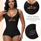 Women's Tummy Control Swimsuit Cutout Tie Knot Front Push Up Shapewear Bathing Suit