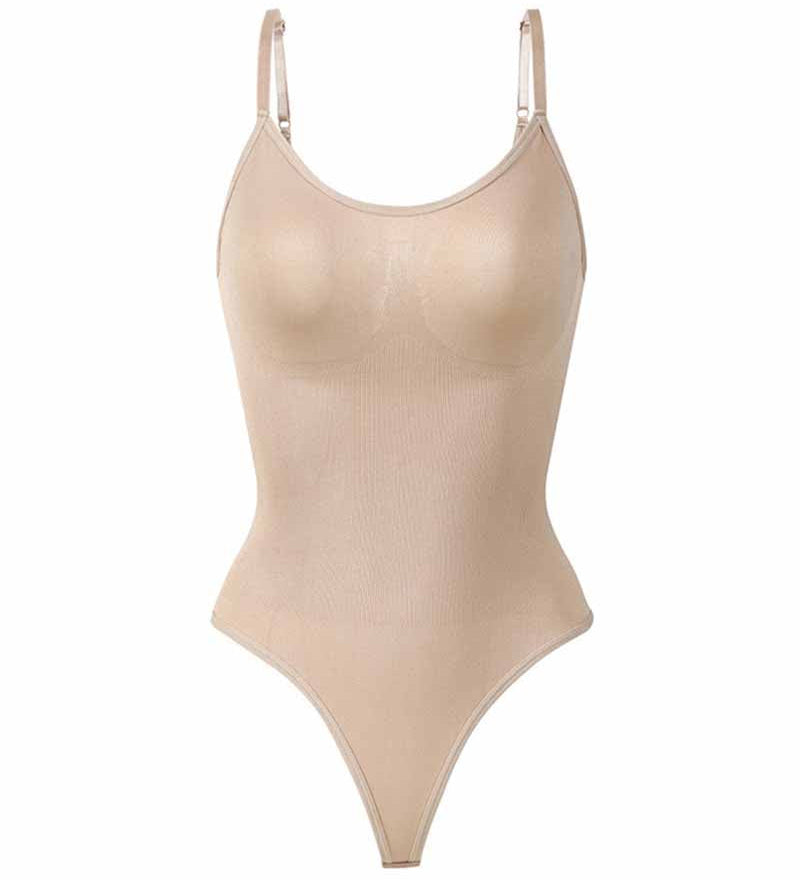 Seamless Round Neck Tummy Control Thong Tank Top Body Shaper Bodysuits