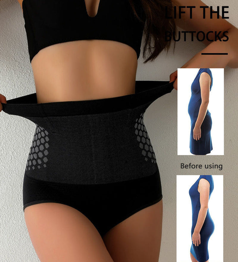 Women's Magnetic Therapy Warm Uterus Panties Seamless High Waist Abdomen Control Briefs