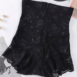 Women's High Waist Floral Lace Zipper Tummy Control Shapewear Panties