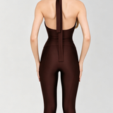 Halter Tie Wrap V Neck Top Capri Leggings Two Piece Workout Set