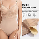 Seamless Lace Slimming Waist Bodysuit Tummy Control Thong Shapewear With Bra