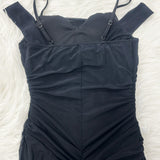 Glamorous Off Shoulder Dress with Ruffled Asymmetrical Slit