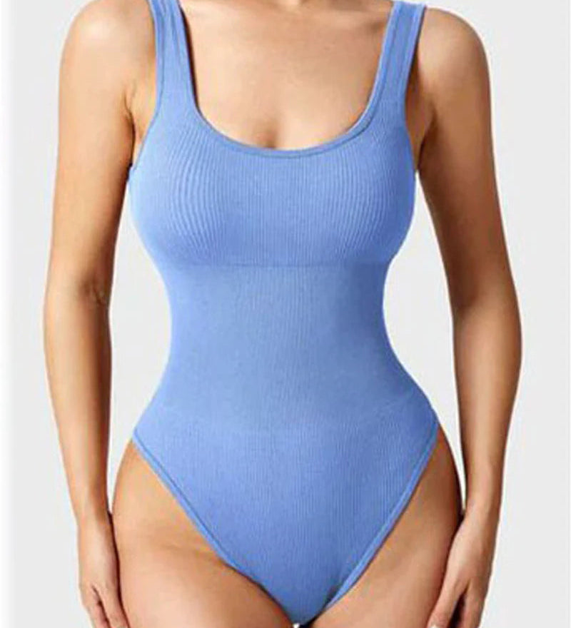 Women's Shapewear Bodysuits Sexy Ribbed Sleeveless Square Neck Tank Tops