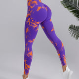 Seamless High Stretchy Tie Dye Scrunch Butt Lifting Wideband Waist Yoga Pants