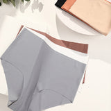 Women's Seamless Ice Silk Breathable Comfortable Triangle Mid-waist Panties