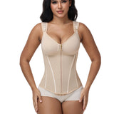 V Neck Underwire Cup Wide Adjustable Strap Zipper Waist Trainer Shaping Vest