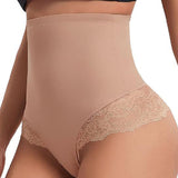 Seamless Lace Tummy Control Shapewear Panties High Waist Compression Thong Underwear