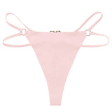Women's Seamless Thong Low Waist Metal Ring Sexy Temptation Intimates T Pants