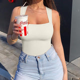 Sorelyne® Square Neck Sleeveless Knit Ribbed Seamless Tummy Control Tank Tops Bodysuit