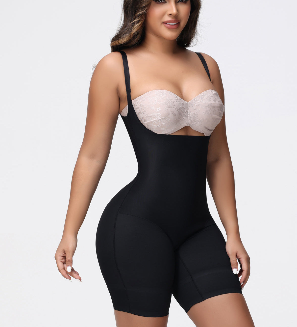 Sorelyne® Open Bust Mid Thigh Bodysuit Seamless Sculpting Butt Lifter Shapewear