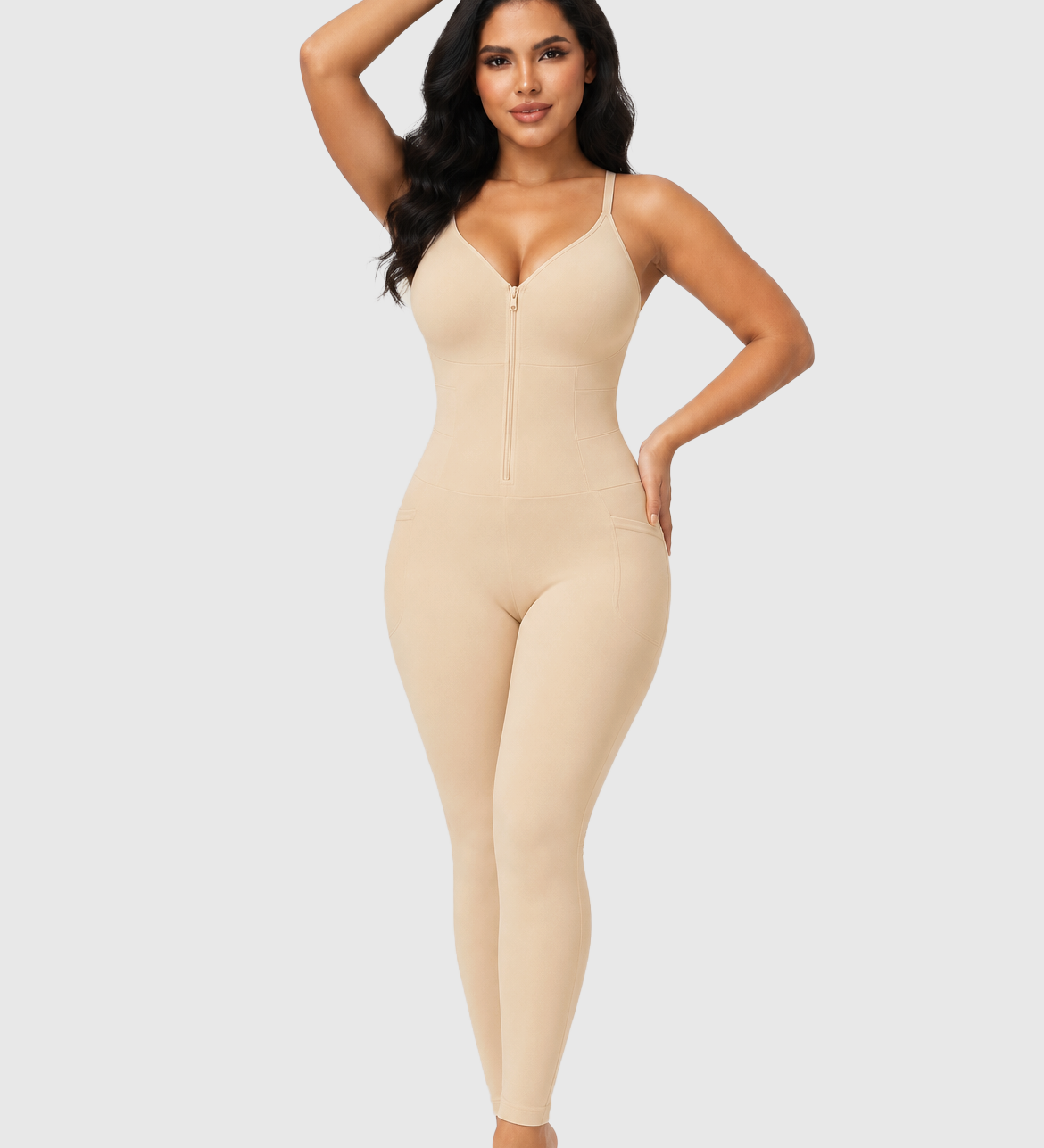High Compression Front Zip Full Length Bodysuit Shapewear