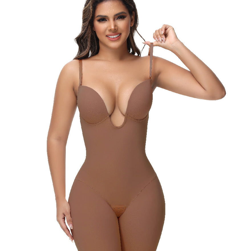 Sorelyne® Women's U Plunge Strapless Tummy Control Bodysuit Low Back Built In Bra Shapewear