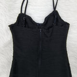Women's Sexy Spaghetti Strap Corset Ruched Bodycon Midi Dress