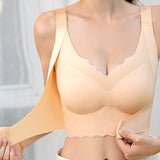 Seamless Front Buckle Correction Wireless Bra Push Up Thin Fixed Full Cup Bra