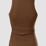 Round Neck Ribbed Tank Top Built In with Bra Padded
